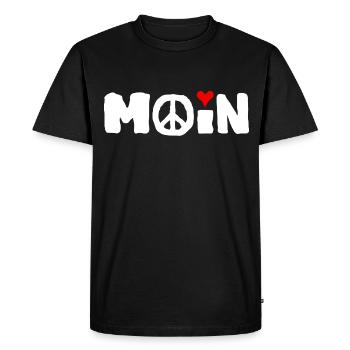 Paix Paix Liberté Amour Moin - T-shirt Premium bio Homme - noir - Devant - Nico (187cm)