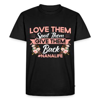 Love them Pamper them Give them back Grandma Gift - Men's Premium Organic T-Shirt - black - Front - Nico (187cm)