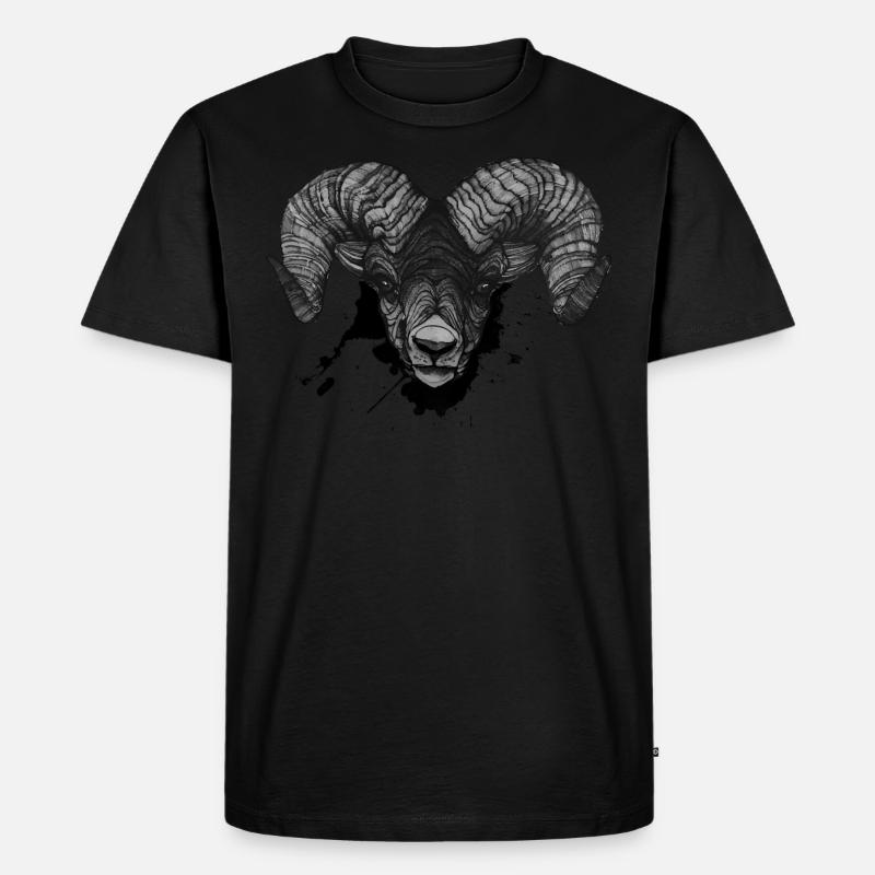 Widder Steinbock Kopf Art Dickkopf - Männer Premium Bio T-Shirt - Schwarz