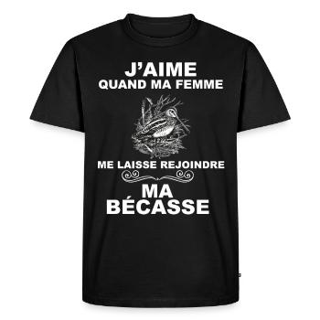 Chasseur amour de bécasse - T-shirt Premium bio Homme - noir - Devant - Nico (187cm)