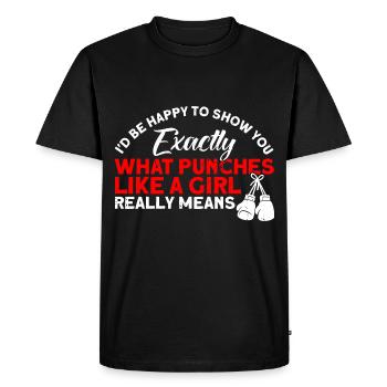 Beat Like a Girl Boxing Gift - Men's Premium Organic T-Shirt - black - Front - Nico (187cm)