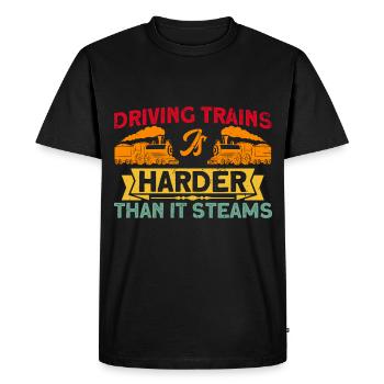 Trains Locomotive Engine Driver Gift - Men's Premium Organic T-Shirt - black - Front - Nico (187cm)