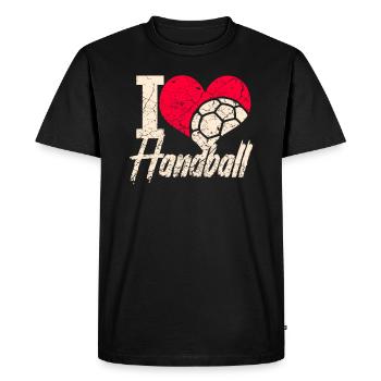 Handball ball sports love - T-shirt Premium bio Homme - noir - Devant - Nico (187cm)