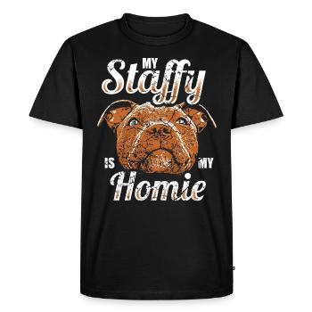 Chiot chien Staffordshire - T-shirt Premium bio Homme - noir - Devant - Nico (187cm)