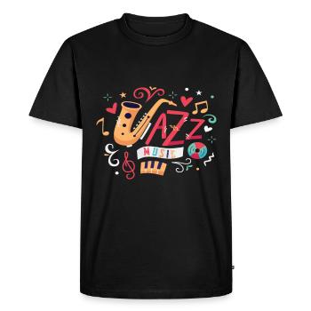 Jazz Music Saxophone Saxophone Instrument - Men's Premium Organic T-Shirt - black - Front - Nico (187cm)