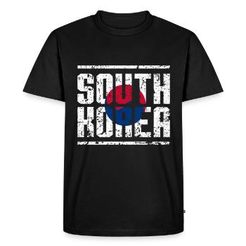 Corée du Sud Corée du Sud Armoiries d'Asie - T-shirt Premium bio Homme - noir - Devant - Nico (187cm)
