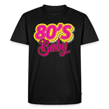80s Baby 80s Retro Glow - Men's Premium Organic T-Shirt - black - Front - Nico (187cm)