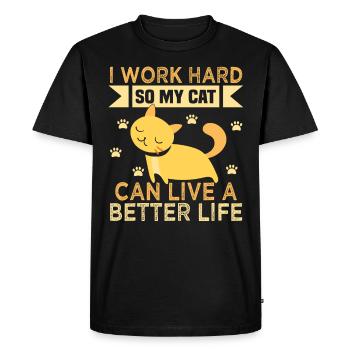 Cats love cats lady work - Men's Premium Organic T-Shirt - black - Front - Nico (187cm)