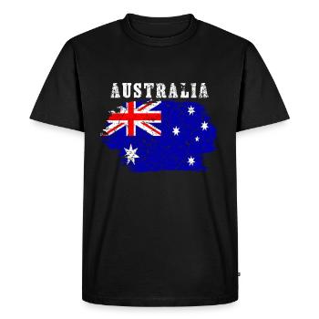 Australie Drapeau Pays Vers Le Bas Sous Vintage - T-shirt Premium bio Homme - noir - Devant - Nico (187cm)