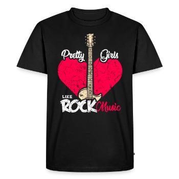 Jolies filles aiment la musique rock vintage - T-shirt Premium bio Homme - noir - Devant - Nico (187cm)