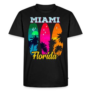Miami Beach Vacation Retro Florida America Gift - Men's Premium Organic T-Shirt - black - Front - Nico (187cm)