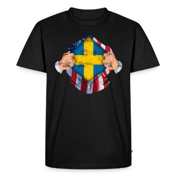Suède USA pays d'origine armoiries drapeau fierté - T-shirt Premium bio Homme - noir - Devant - Nico (187cm)