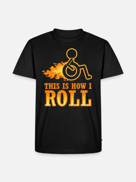 Rollstuhl Rollstuhlfahrer Behinderung Geschenk - Männer Premium Bio T-Shirt - Schwarz