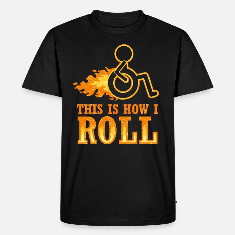 Rollstuhl Rollstuhlfahrer Behinderung Geschenk - Männer Premium Bio T-Shirt - Schwarz