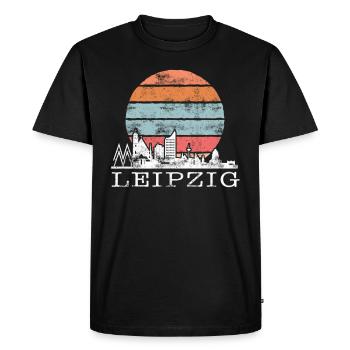 Mein Leipzig Skyline Deutschland Heimat Stadt - Männer Premium Bio T-Shirt - Schwarz - Vorne - Nico (187cm)