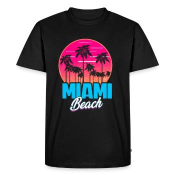 Miami Beach Summer Holiday USA 70s Touriste - T-shirt Premium bio Homme - noir - Devant - Nico (187cm)