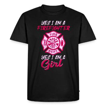 Pompiers femme incendie sauvetage héroïne - T-shirt Premium bio Homme - noir - Devant - Nico (187cm)