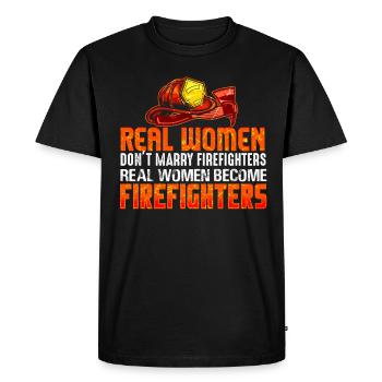 Pompiers femme incendie sauvetage héroïne - T-shirt Premium bio Homme - noir - Devant - Nico (187cm)