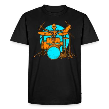 Skelet drummer drums drummers Halloween - Men's Premium Organic T-Shirt - black - Front - Nico (187cm)