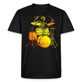 Squelette batteur batterie batteurs Halloween - T-shirt Premium bio Homme - noir - Devant - Nico (187cm)