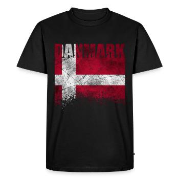 Denmark flag Danish flag Scandinavia holiday - Men's Premium Organic T-Shirt - black - Front - Nico (187cm)