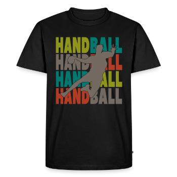 Cadeau de balle de handball joueur de handball vintage rétro - T-shirt Premium bio Homme - noir - Devant - Nico (187cm)