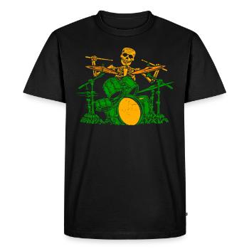 Squelette batteur batteurs batteurs Halloween - T-shirt Premium bio Homme - noir - Devant - Nico (187cm)