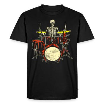 Squelette batteur batteurs batteurs Halloween - T-shirt Premium bio Homme - noir - Devant - Nico (187cm)