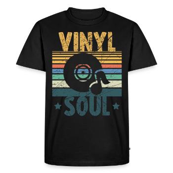 DJ Vinyl Soul Turntable LP Records - Men's Premium Organic T-Shirt - black - Front - Nico (187cm)