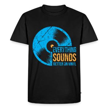 DJ Vinyl Turntable LP Records Music - Men's Premium Organic T-Shirt - black - Front - Nico (187cm)