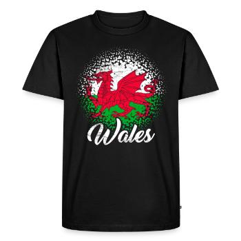 Wales flag St Davids Day Cymraeg Welsh coat of arms - Men's Premium Organic T-Shirt - black - Front - Nico (187cm)