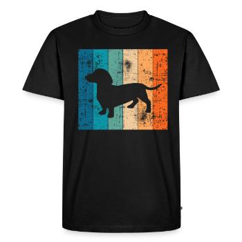 Teckel Dachshund Retro Dachshund Puppy Gift Idea - Men's Premium Organic T-Shirt - black - Front - Nico (187cm)