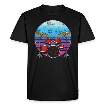 Batteur batterie batteur baguettes musique - T-shirt Premium bio Homme - noir - Devant - Nico (187cm)