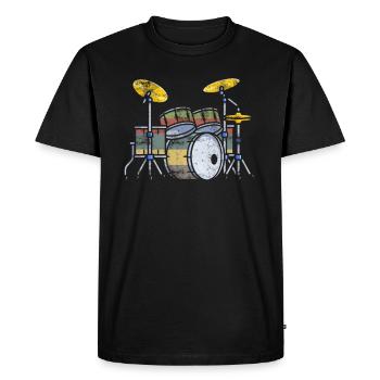 Drummer drums drummer drum sticks music - Men's Premium Organic T-Shirt - black - Front - Nico (187cm)