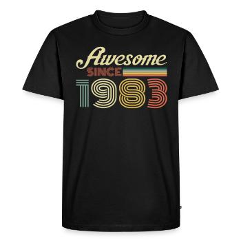 Superbe cadeau vintage rétro anniversaire 1983 - T-shirt Premium bio Homme - noir - Devant - Nico (187cm)