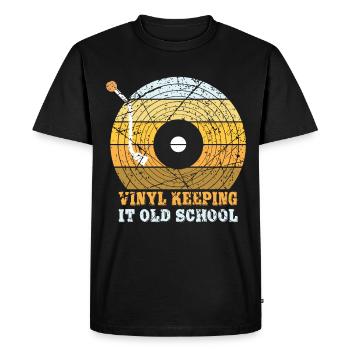 Platines vinyles LPs old school - T-shirt Premium bio Homme - noir - Devant - Nico (187cm)