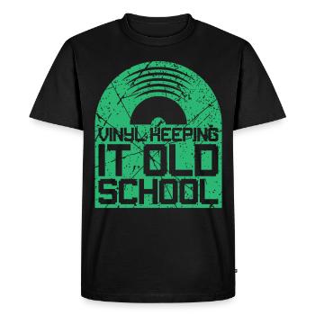 Vinyle Disques Tourne-disques Old School LPs - T-shirt Premium bio Homme - noir - Devant - Nico (187cm)