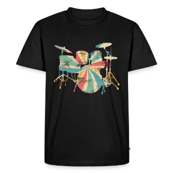 Batteur batterie batteur baguettes musique - T-shirt Premium bio Homme - noir - Devant - Nico (187cm)