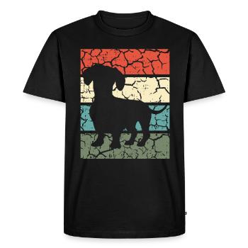 Dachshund Dog Dog Lover Teckel Retro Gift - Men's Premium Organic T-Shirt - black - Front - Nico (187cm)