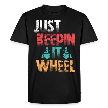 Fauteuil roulant utilisateur de fauteuil roulant - T-shirt Premium bio Homme - noir - Devant - Nico (187cm)