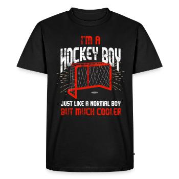 Hockeyeur Garçon - T-shirt Premium bio Homme - noir - Devant - Nico (187cm)
