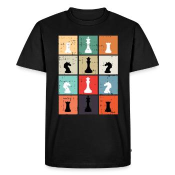 Échecs échiquier roi reine chevalier cadeau - T-shirt Premium bio Homme - noir - Devant - Nico (187cm)