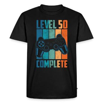 Cadeau de joueur complet 50e anniversaire niveau 50 - T-shirt Premium bio Homme - noir - Devant - Nico (187cm)