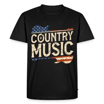 Country Vintage Guitare - T-shirt Premium bio Homme - noir - Devant - Nico (187cm)