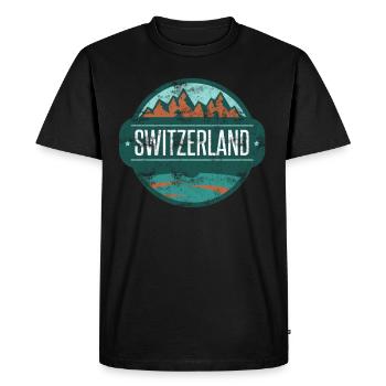 Montagnes suisses et Alpes Suisses - T-shirt Premium bio Homme - noir - Devant - Nico (187cm)