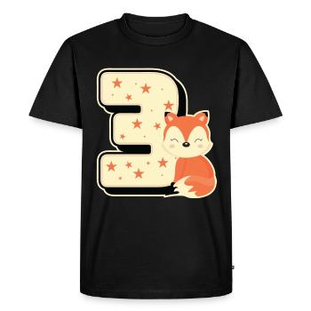 3ème anniversaire année Trois renard jeune enfant cadeau - T-shirt Premium bio Homme - noir - Devant - Nico (187cm)