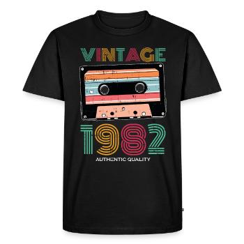 Vintage 1982 82 Anniversaire rétro Millésime cadeau - T-shirt Premium bio Homme - noir - Devant - Nico (187cm)