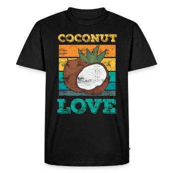 Passionné de noix de coco, fruit de la noix de coco - T-shirt Premium bio Homme - noir - Devant - Nico (187cm)
