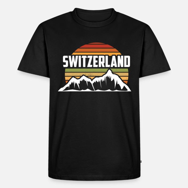 Schweizer Berge und Alpen Schweiz - Männer Premium Bio T-Shirt - Schwarz