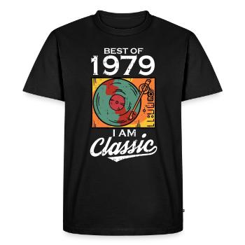 Vintage 1979 79 Birthday Retro Vintage Gift - Men's Premium Organic T-Shirt - black - Front - Nico (187cm)